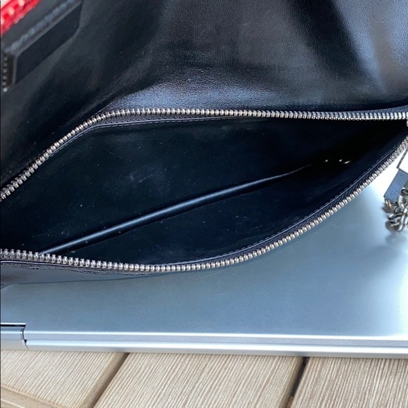 Lodis Red Patent Leather Laser Clutch Bag Wristlet
